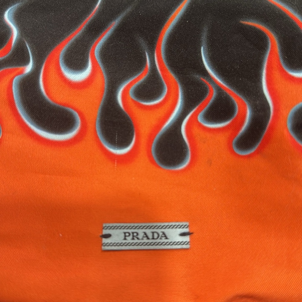Prada Black and Orange Flame Drawstring Bag - Picture 2 of 4